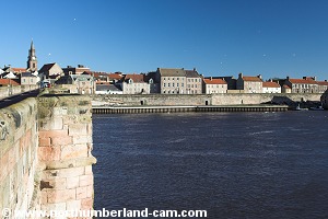View towards Berwick from Tweedmouth side of the Old Bridge.