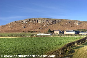 View of Goatscrag Hill from the road.
