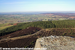 View from Simonside Crags to Thropton.