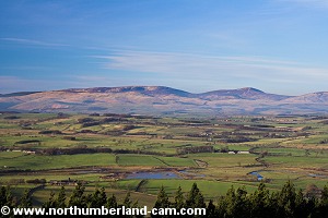 View over the River Coquet to the Cheviot Hills.